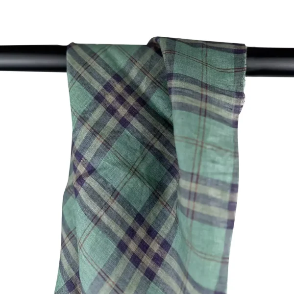 Yarn-dyed Washed Linen Gingham Fabric – 180gsm, 140cm Width, Soft & Breathable