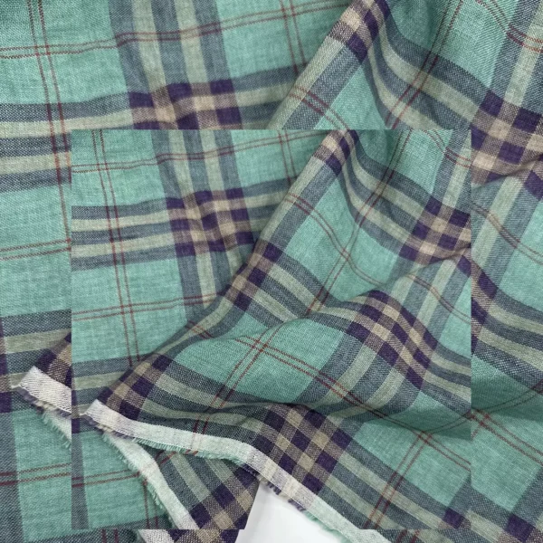Yarn-dyed Washed Linen Gingham Fabric – 180gsm, 140cm Width, Soft & Breathable - Image 2