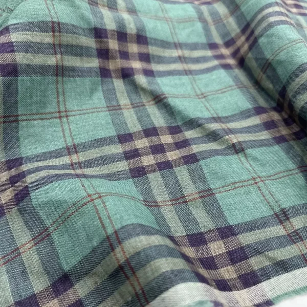Yarn-dyed Washed Linen Gingham Fabric – 180gsm, 140cm Width, Soft & Breathable - Image 5