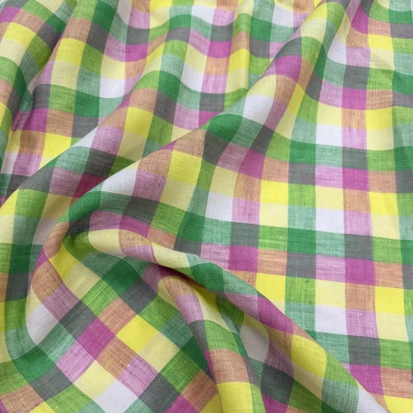 100% Linen Yarn Dyed Washed Gingham Fabric | 165gsm, 140cm Width - Image 4