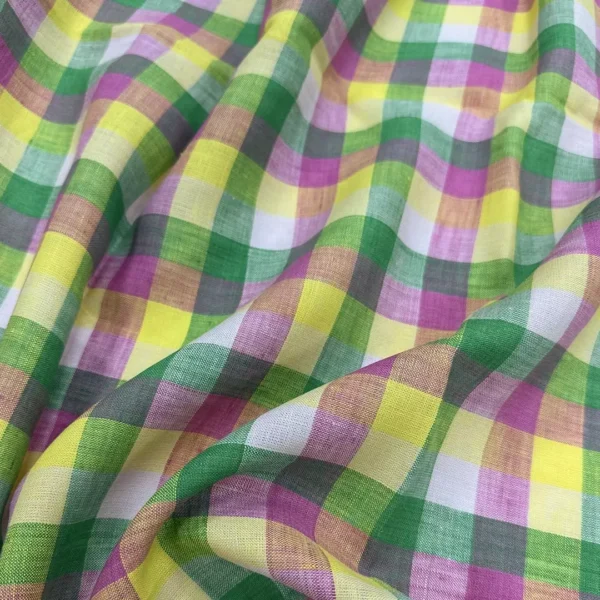100% Linen Yarn Dyed Washed Gingham Fabric | 165gsm, 140cm Width - Image 3
