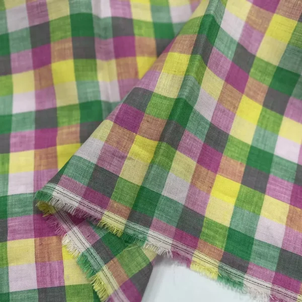 100% Linen Yarn Dyed Washed Gingham Fabric | 165gsm, 140cm Width - Image 2
