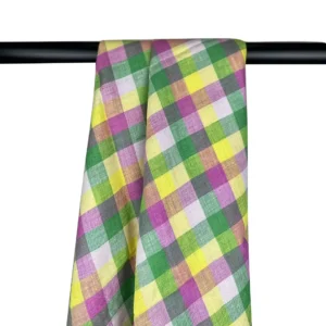 100% Linen Yarn Dyed Washed Gingham Fabric | 165gsm, 140cm Width