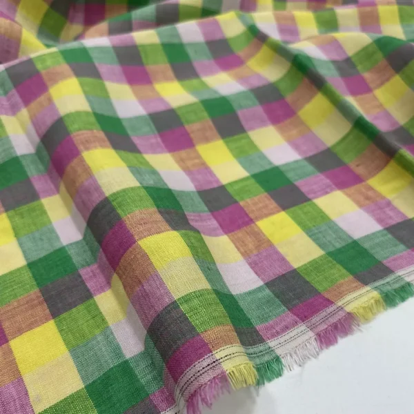 100% Linen Yarn Dyed Washed Gingham Fabric | 165gsm, 140cm Width - Image 5