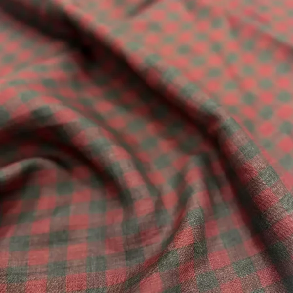 100% Linen Yarn Dyed Washed Check Fabric | 175gsm, 140cm Width - Image 3