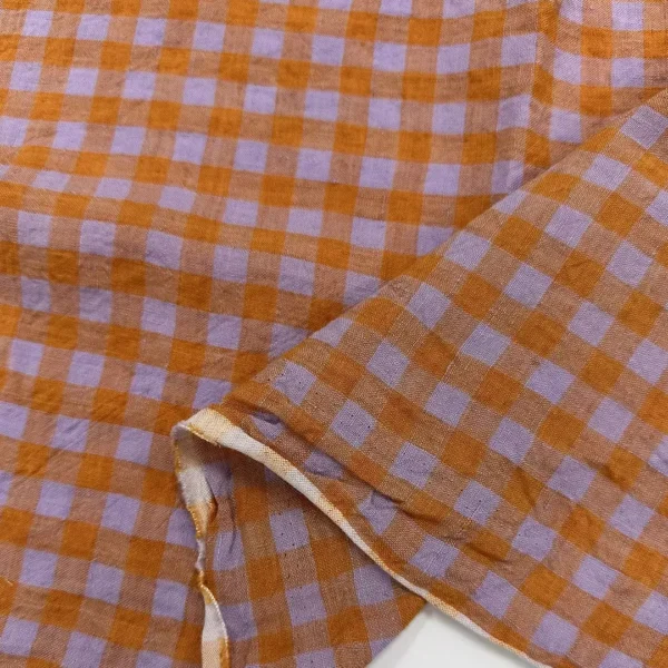 100% Linen Yarn-Dyed Gingham Washed Fabric | 180gsm, 140cm Width - Image 2