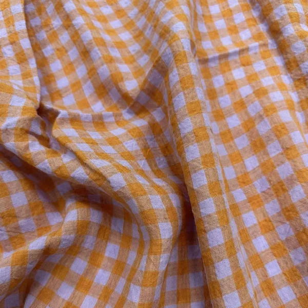 100% Linen Yarn-Dyed Gingham Washed Fabric | 180gsm, 140cm Width - Image 4