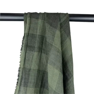 100% Linen Yarn-Dyed Check Washed Fabric | 175gsm, 140cm Width