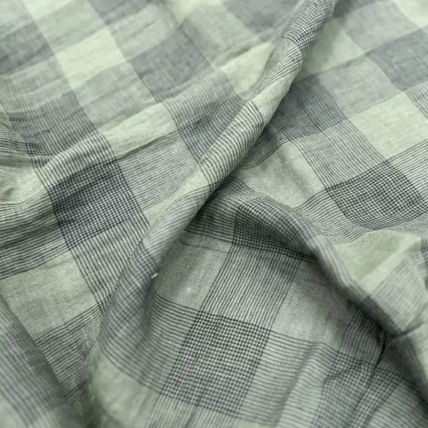 100% Linen Yarn-Dyed Check Washed Fabric | 175gsm, 140cm Width - Image 6