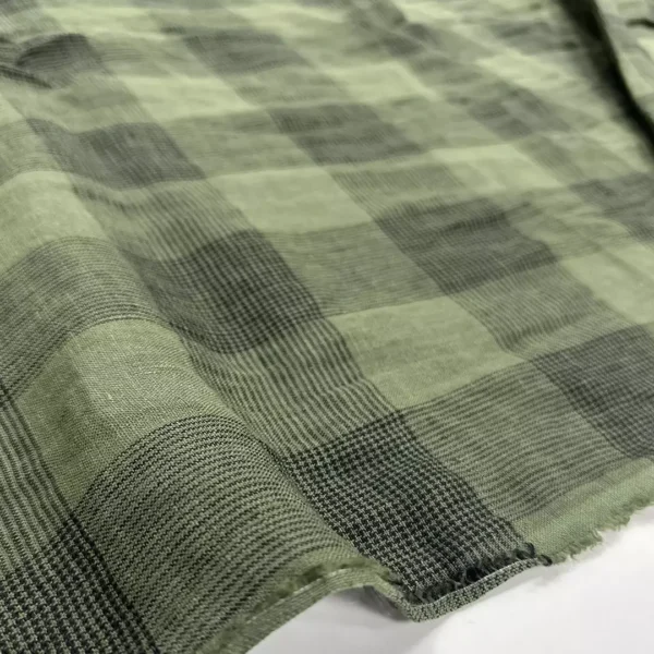 100% Linen Yarn-Dyed Check Washed Fabric | 175gsm, 140cm Width - Image 3