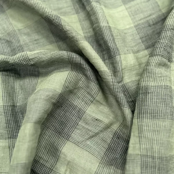 100% Linen Yarn-Dyed Check Washed Fabric | 175gsm, 140cm Width - Image 4