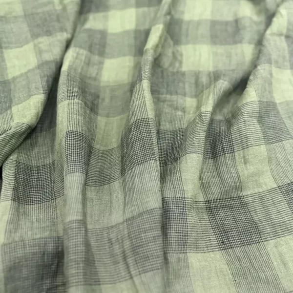 100% Linen Yarn-Dyed Check Washed Fabric | 175gsm, 140cm Width - Image 5