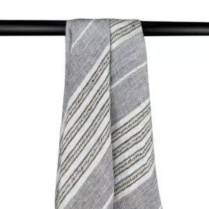 100% Linen Yarn-Dyed Jacquard Stripe Washed Fabric | 165gsm, 140cm Width
