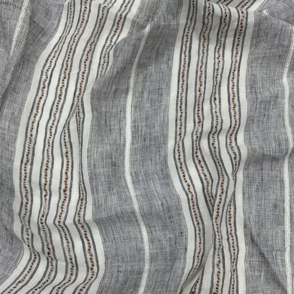 100% Linen Yarn-Dyed Jacquard Stripe Washed Fabric | 165gsm, 140cm Width - Image 4