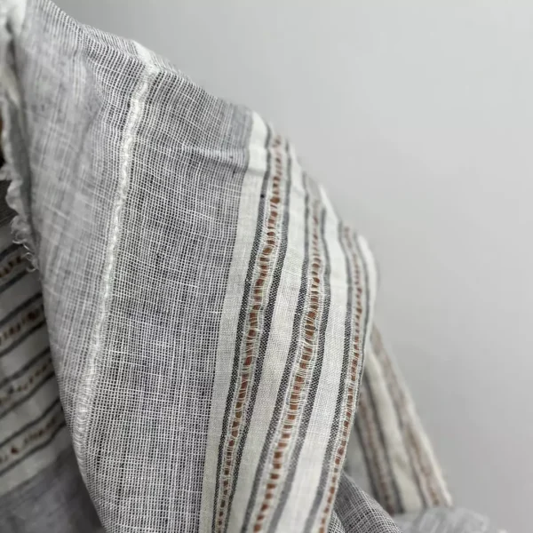 100% Linen Yarn-Dyed Jacquard Stripe Washed Fabric | 165gsm, 140cm Width - Image 5