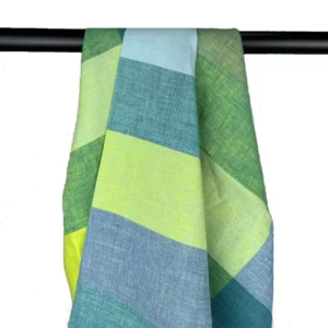 100% Linen Yarn Dyed Large Check Fabric | 175gsm, 140cm Width