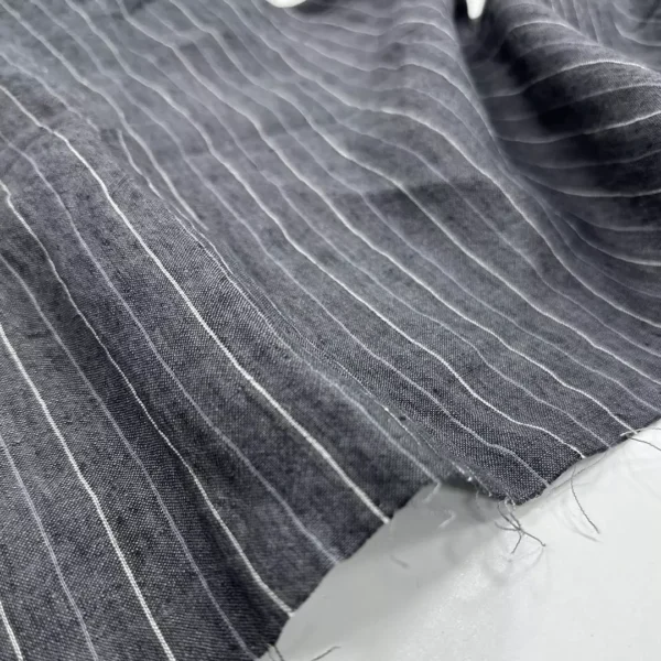100% Linen Yarn-Dyed Stripe Sandwashed Fabric | 180gsm, 140cm Width - Image 3