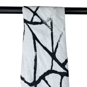 100% Linen Washed Printed Fabric | Abstract Black-on-White Design | 160gsm, 140cm Width