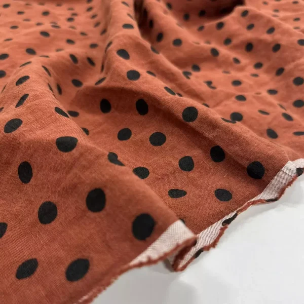 100% Linen Hand-Printed Washed Fabric | Polka Dot Pattern | 185gsm, 140cm Width - Image 7