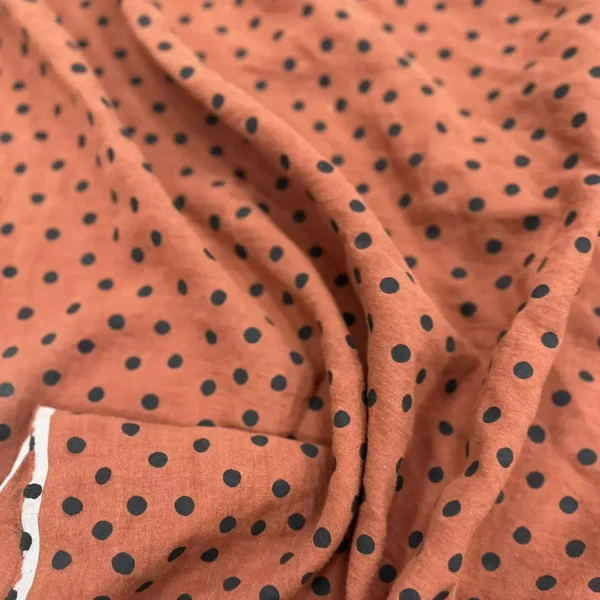100% Linen Hand-Printed Washed Fabric | Polka Dot Pattern | 185gsm, 140cm Width - Image 4