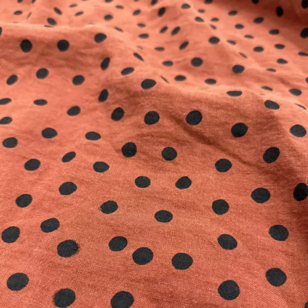 100% Linen Hand-Printed Washed Fabric | Polka Dot Pattern | 185gsm, 140cm Width - Image 5