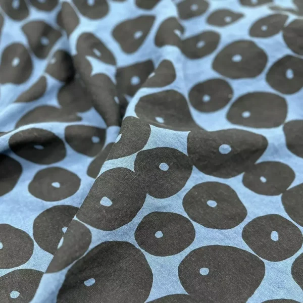 100% Linen Hand-Printed Washed Fabric | Large Circle Pattern | 185gsm, 140cm Width - Image 3