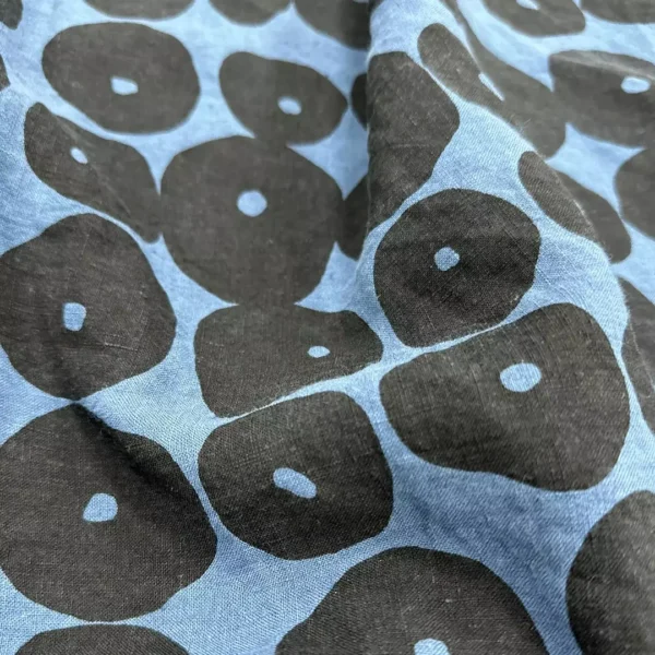 100% Linen Hand-Printed Washed Fabric | Large Circle Pattern | 185gsm, 140cm Width - Image 6