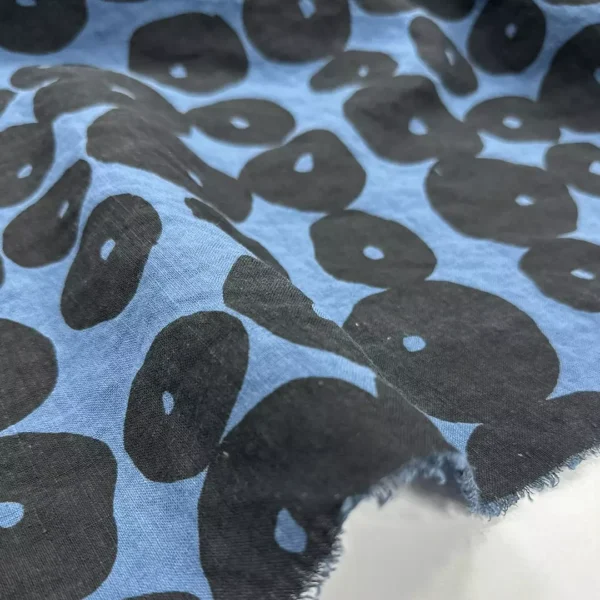 100% Linen Hand-Printed Washed Fabric | Large Circle Pattern | 185gsm, 140cm Width - Image 4