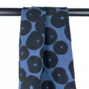 100% Linen Hand-Printed Washed Fabric | Large Circle Pattern | 185gsm, 140cm Width