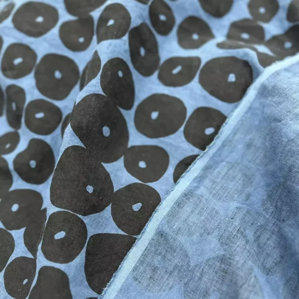 100% Linen Hand-Printed Washed Fabric | Large Circle Pattern | 185gsm, 140cm Width - Image 5