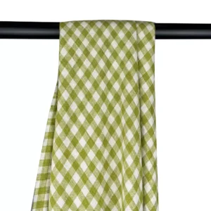 Yarn Dyed Washed Linen Gingham Fabric – Green Check – 100% Linen – 180gsm – 140cm